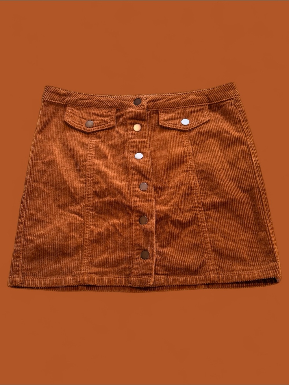 Blue Spice Rust Corduroy Button-Front Mini Skirt Size 9